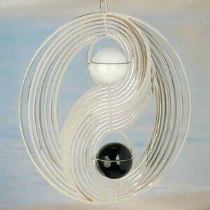 Yin-Yang Cosmo Wind Spinner - Mirror-Finished Stainless Steel with Glass Balls